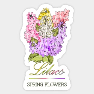 Spring Flowers Lilacs-Gifts with printed flowers-Spring flower t-shirt-Floral shirt-Vintage Lilacs Sticker